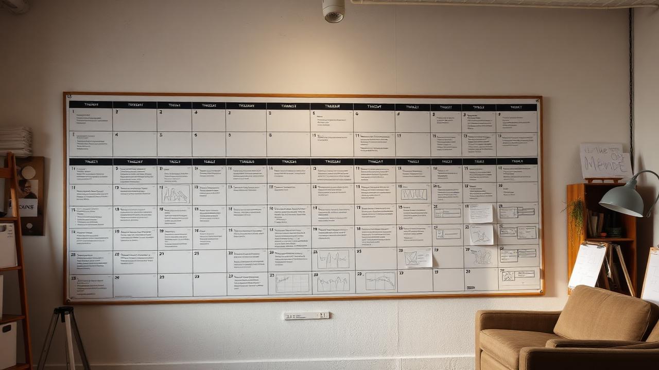 Production schedule pinned in an Indian furniture workshop.