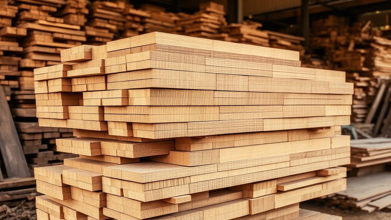 Four Indian wood species side by side — sheesham, mango, acacia and teak.